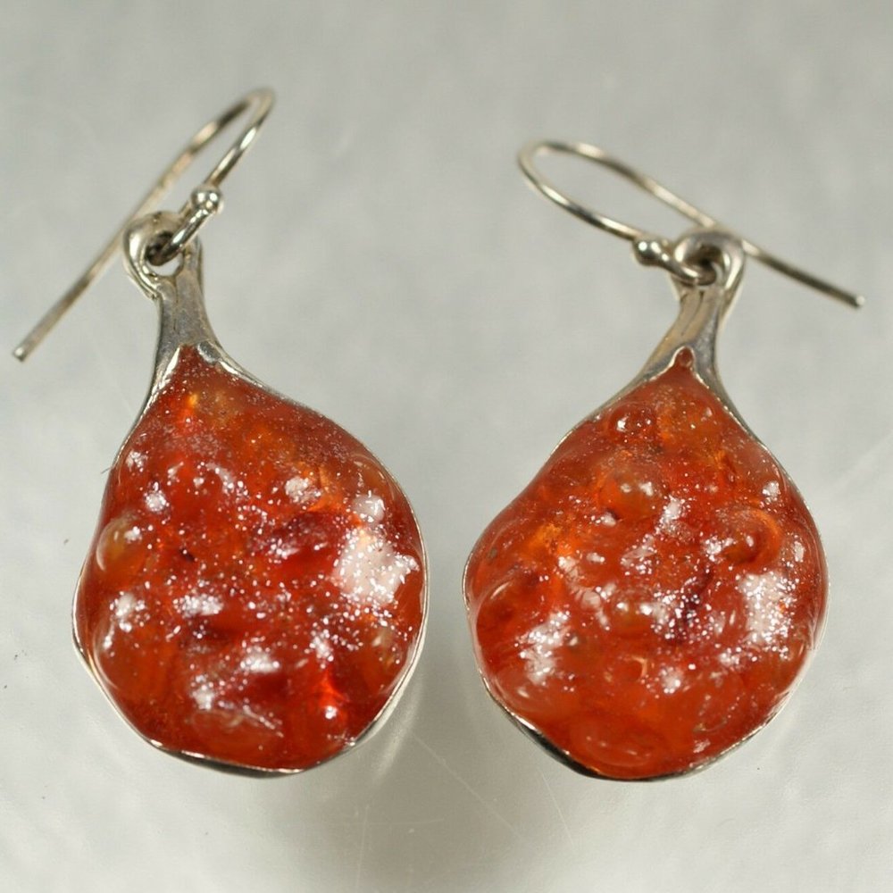 Sterling Silver Orange Teardrop Earrings